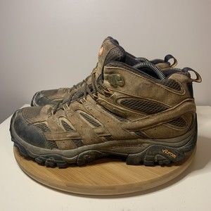 Merrell Moab 2 Mid Men Size 10.5 Waterproof Trail Hiking Boots Vibram Brown